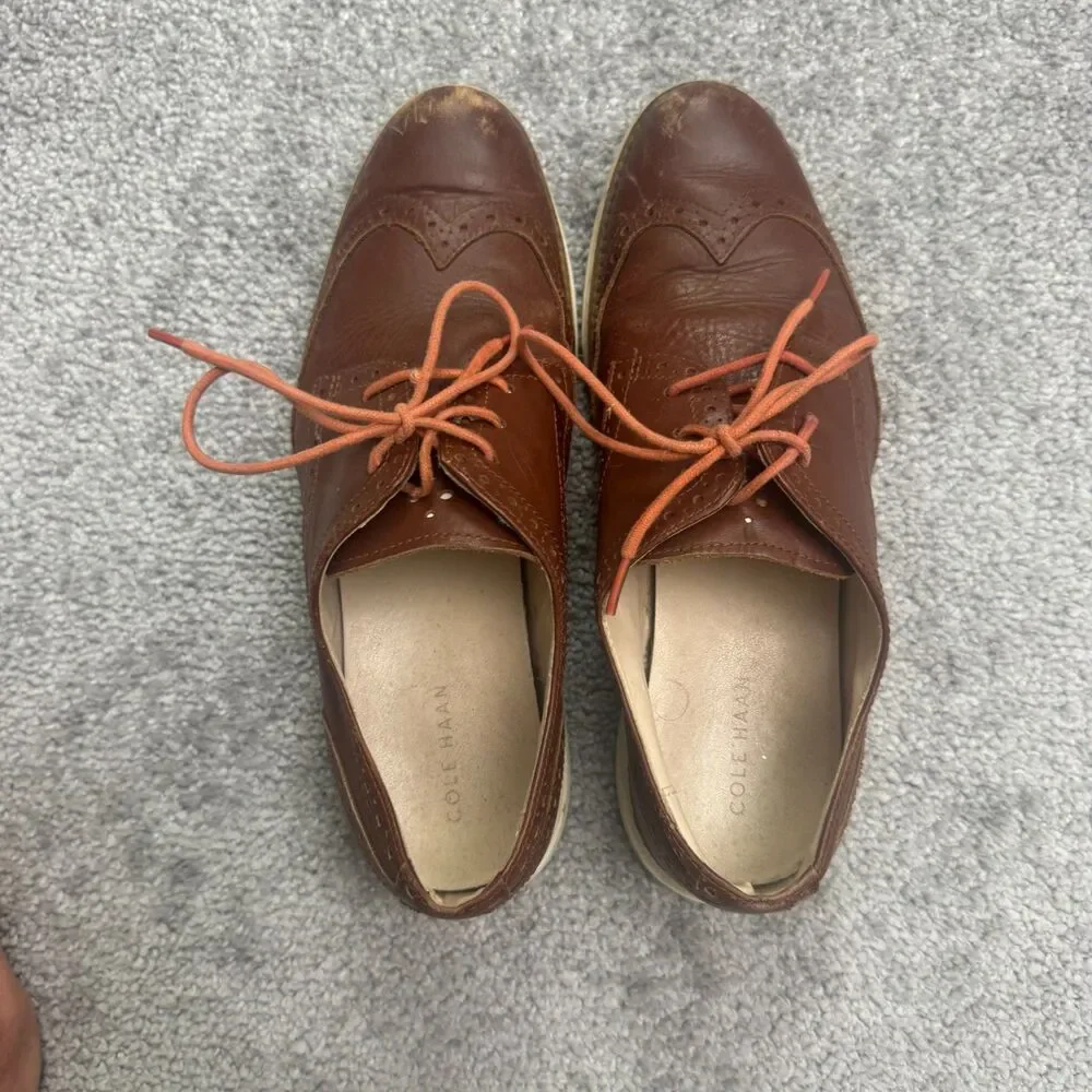 Cole Haan Lunar Grand Wingtip Oxford Leather Comfort Dress Shoes Mens 7 Brown
